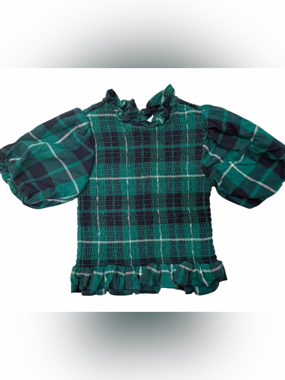 Janie and Jack Green Plaid Smocked Ruffle Top & pants